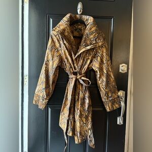 NWOT Dennis Basso Brown Snakeskin Trench Rain Coat Size 2X